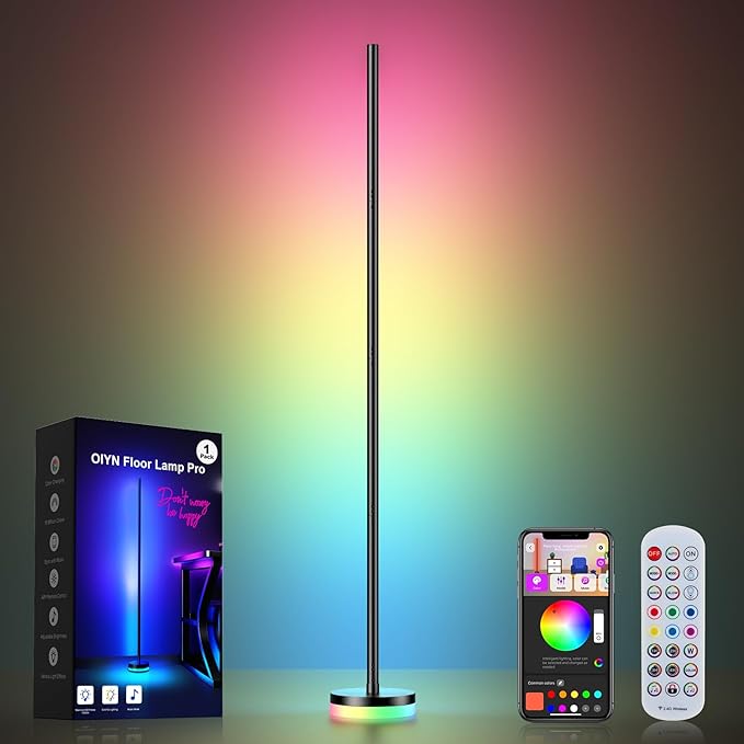 Corner Floor Lamp, RGBICW LED Corner Lamp