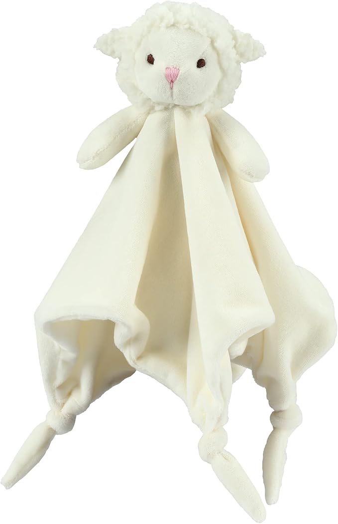 CREVENT Cozy Plush Baby Security Blanket Loveys for Baby Girls Boys, for Newborns (Ivory Sheep + Tag)