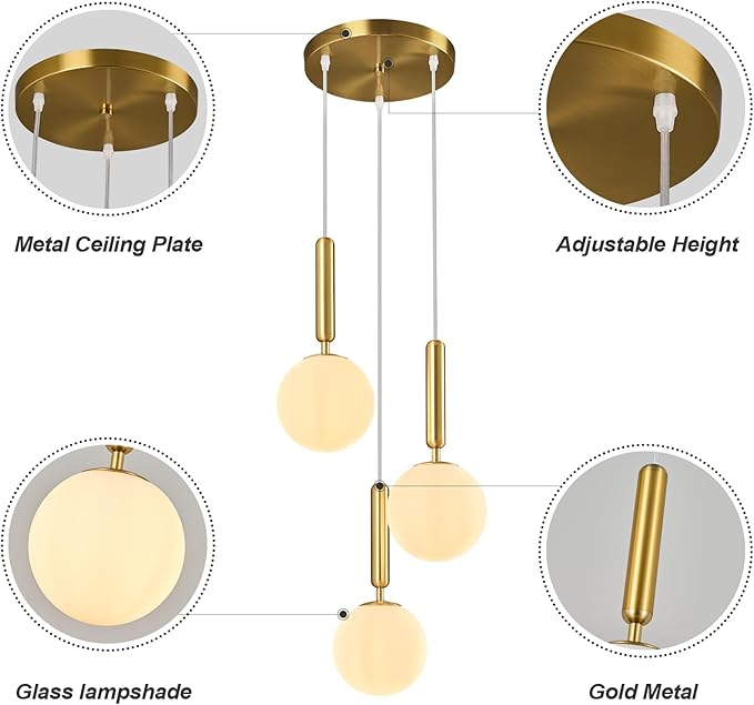 Modern Gold Pendant Light Hanging Fixture Light