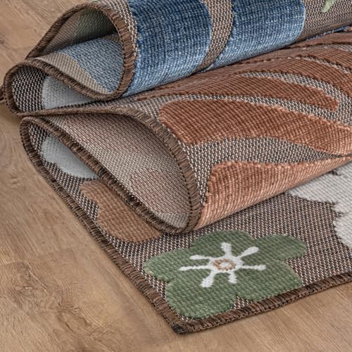 Outdoor Rug 8x10 Modern Floral Tropical Area Rugs for Outdoor and Indoor Patio Easy to Clean Non Shedding Living Room Porch Garden Washable Outside Carpet (80 Sq Ft)