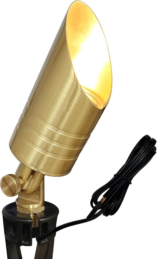 MALORY Brass Landscape Spotlight, 12V AC/DC Low Voltage LED Landscape Lighting