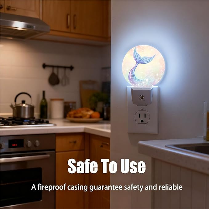 Plug-in Enchanting Mermaid Tail Night Light Starry Rainbow Background Night