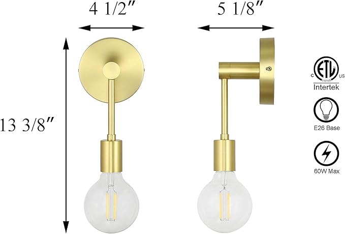 XiNBEi Lighting Bathroom Sconce, Modern Brass Sconces Wall Lighting Single