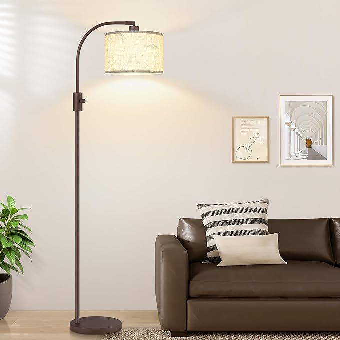 【Upgraded】 Dimmable Matte Brown Floor Lamp, 1200 Lumens LED Bulb Included