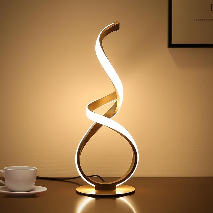 Bedside Table Lamp, LED Touch Dimmable Spiral Desk Lamp