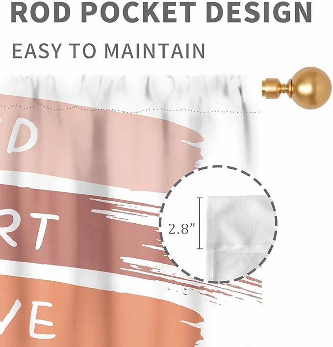 Rainbow Curtains for Classroom, Kids Girls Baby Boho Cute Inspirational Motivational Quotes Cartoon Colorful Pastel Nursery Classroom Bedroom Living Room Bathroom Window Drapes 2 Panels, 63"x63" Inch