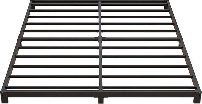 3 inch Cal King Bed Frame Low Profile, California King Bed Frames No Box Spring Needed, Heavy Duty Metal, Easy Assembly, Black