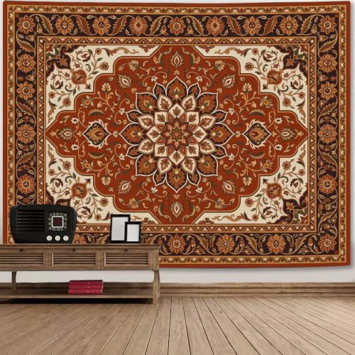 Boho Floral Tapestry Wall Hanging Hippie Indian Bohemian Mandala Tapestry Aesthetic Flower Medallion Red Large Tapestries for Mural Bedroom Living Room Dorm Decor 80 x 60 Inch