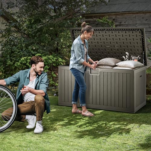 230 Gallon Large Deck Box with Divider & Side Handles