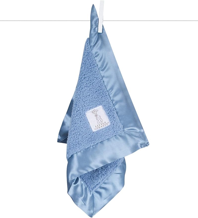 Little Giraffe Baby Blanket - Blanky - Soft Blanket with Satin Trim - Baby Stroller Blanket - Newborn Baby Essentials & Baby Gifts - 17 x 17 - Cornflower