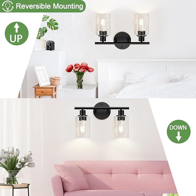 2-Light Bathroom Light Fixtures, Bathroom Wall Lamp