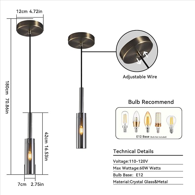 Crystal Pendant Light, Modern Kitchen Light Fixtures Mini Pendant Lights