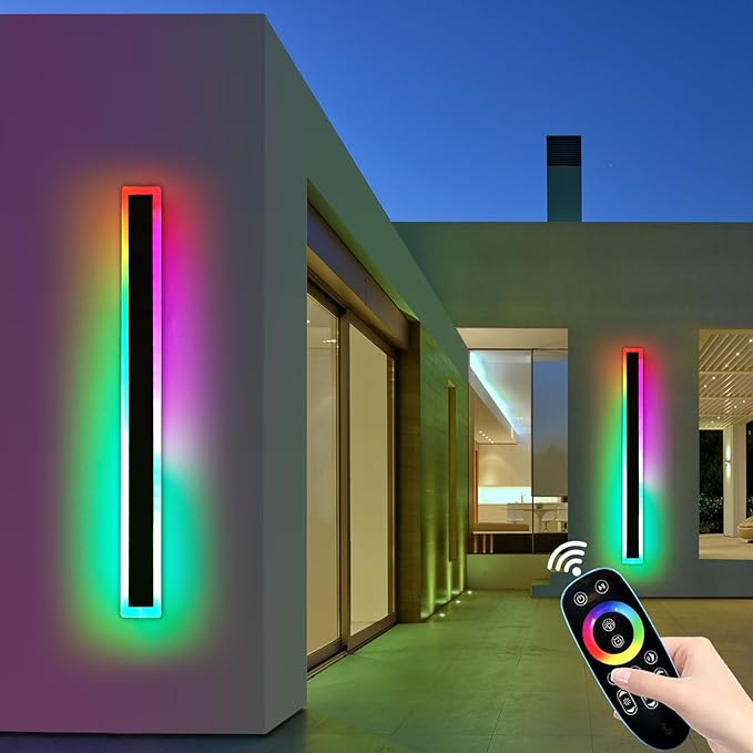 Mikeru Modern Outdoor Light Fixture, 57inch Modern RGB Outdoor Wall Light