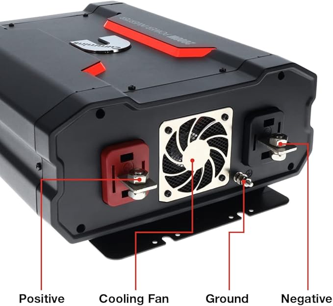 Cummins 2000 Watts Inverter Modified Sine Wave Truck Inverter 12 Volts to 110 Volts Four AC Outlets Two USB Ports (Plus Full Cable Kit) - CMN2000W - Inverters for Vehicles, Van Life, Camping