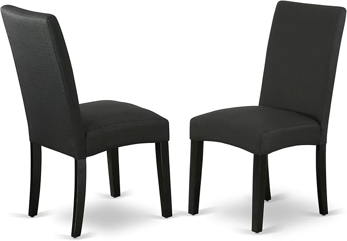 East West Furniture V677DR124-9 9 Piece Dining Set Includes a Rectangle Dining Room Table with V-Legs and 8 Black Color Linen Fabric Upholstered Parson Chairs, 40x72 Inch, Multi-Color