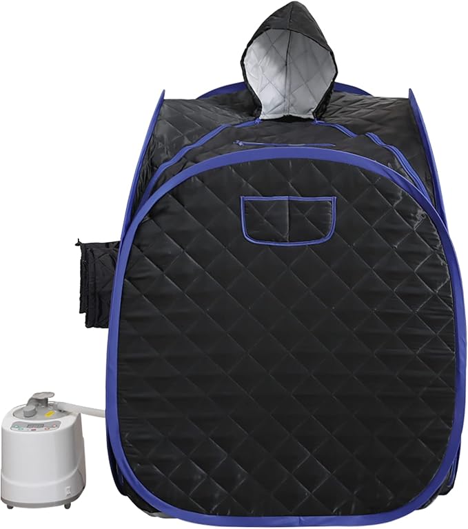 ZONEMEL Portable Steam Sauna, Full Body Home Sauna Spa, 1 Person or 2 Person Share Saunas, 2L Steam Generator with Remote Control (Black, L 33.5”x W 32.3”x H 41.7”)