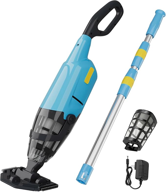 Cordless Pool Vacuum, Rechargeable Handheld Pool Vacuum Cleaner for Above Ground Pools, Fast Charging, Long Runtime, Ideal for Sand and Debris