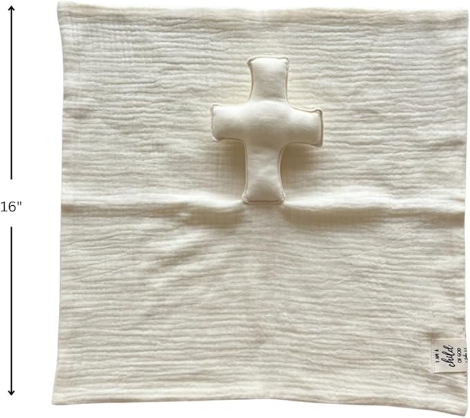 Cross Lovey, Cross Security Blanket, Christian Baby Gift, Baptism Gift, Easter Gift, Newborn Baby Gift, Blessing Blanket (Cream)
