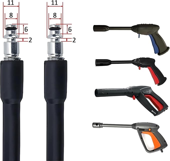 5800PSI/400Bar Ultra Flexible Pressure Washer Hose for Bosch Home Cleaning, 5M-30M High Pressure Extension Tube with Quick-Connect Adapter,(Red/Blue/Yellow/Green/Grey/Orange/Light Blue)(Orange,32FT)