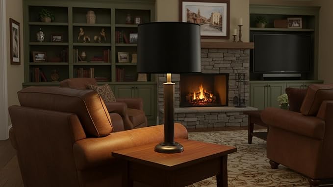 Aspen Creative 31099 Transitional Hardback Drum Shaped Spider Construction Lamp