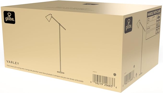69" Floor Lamp, Swing Arm, Matte Brass Plated, On/Off Rotary Switch on Socket