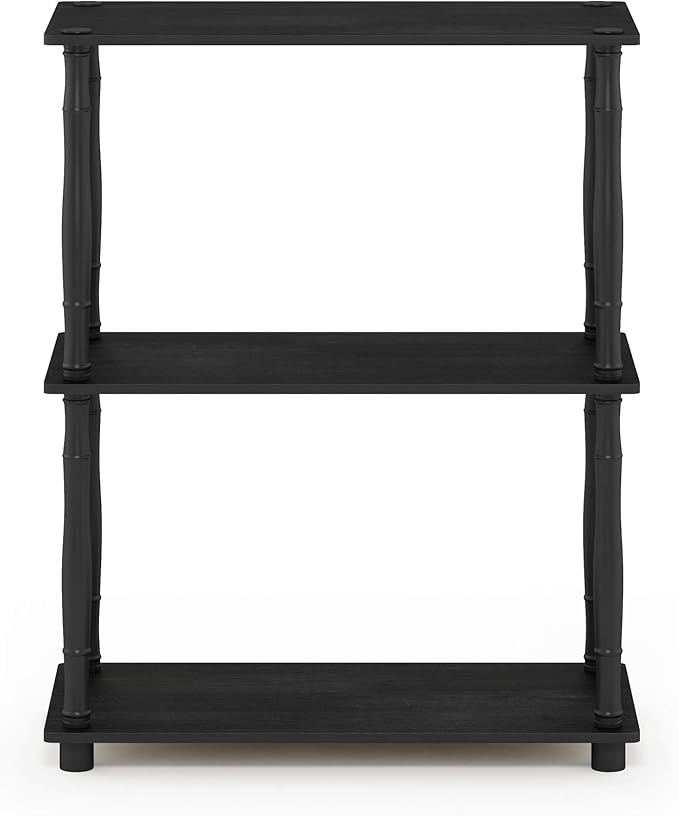 Furinno Turn-N-Tube 3-Tier Compact Multipurpose Shelf Display Rack with Classic Tube, Americano/Black
