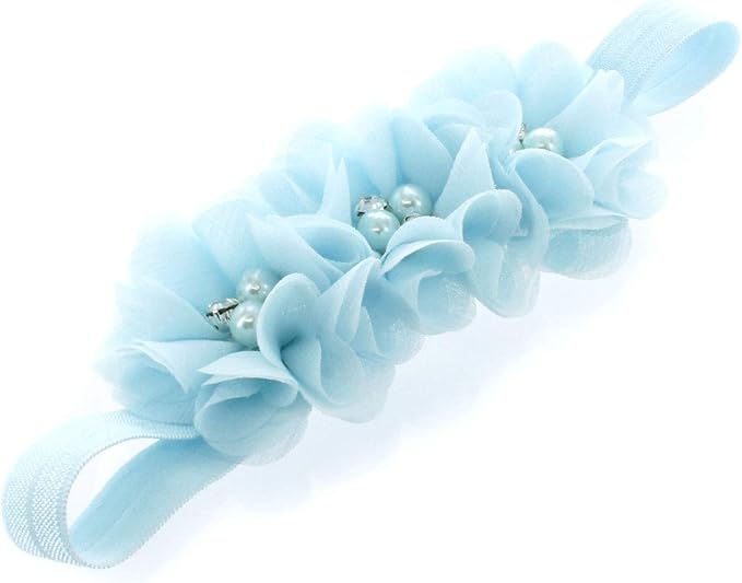My Lello Flower Headbands Baby - Girls - Toddler Fabric Beaded Stretchy Elastic Pair