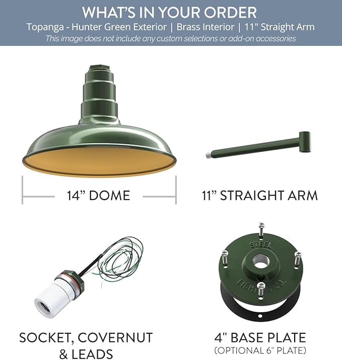 Steel Lighting Co. Topanga Barn Light | Outdoor Wall Mounted | 14 inch Dome |