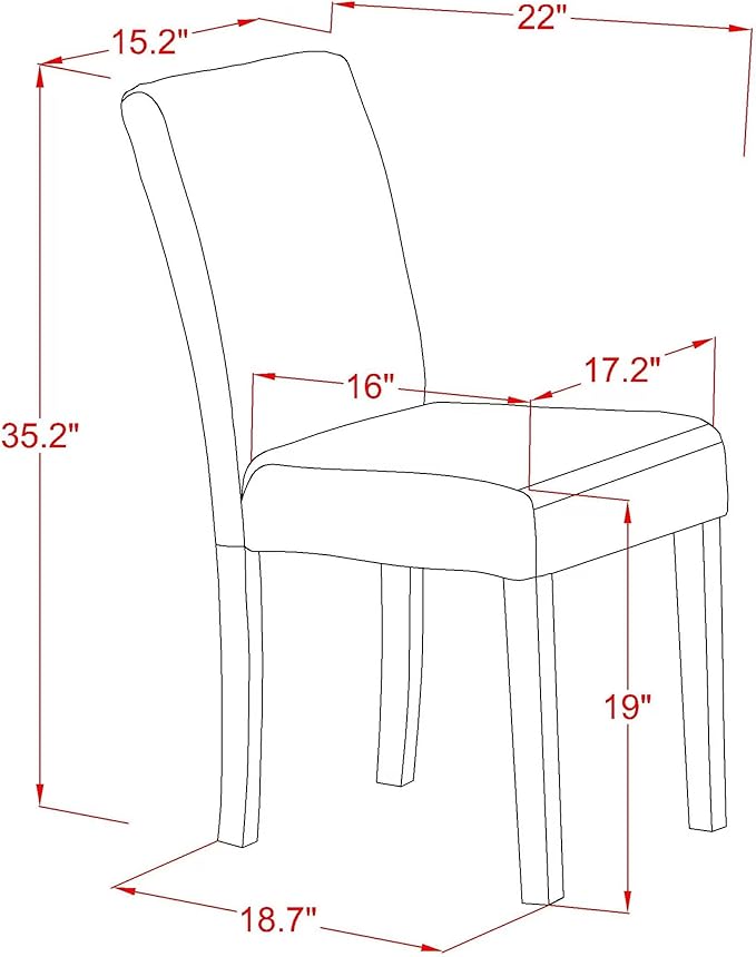 East West Furniture V027AB264-9 9 Piece Modern Dining Table Set Includes a Rectangle Wooden Table with V-Legs and 8 White Faux Leather Parson Dining Chairs, 40x72 Inch, Multi-Color