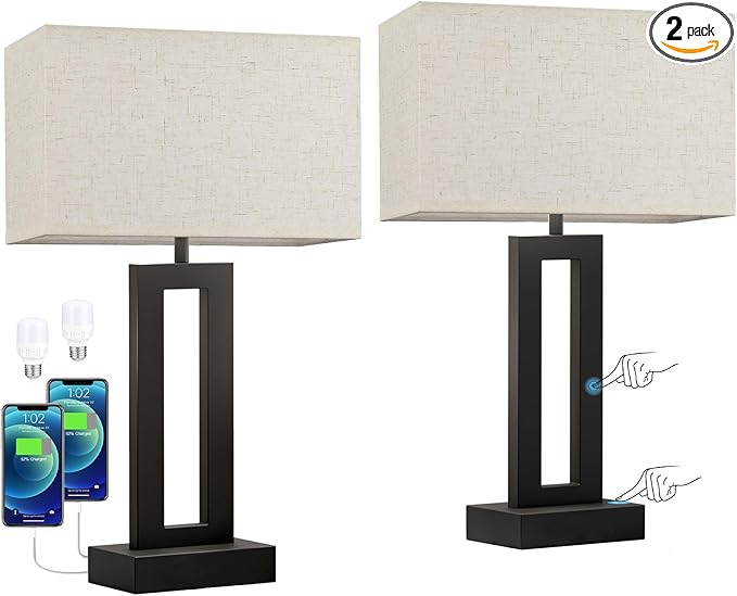 Nightstand Table Lamps for Bedrooms Set of 2