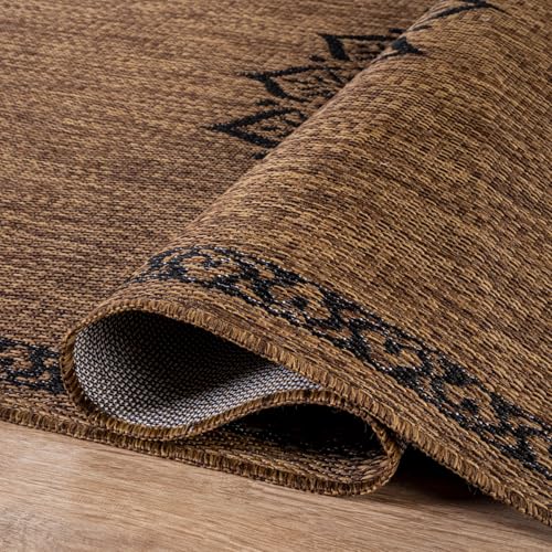 Outdoor Rug 8x10 Medallion Gold Modern Area Rugs for Indoor and Outdoor Patios Kitchen and Hallway Mats Washable Porch Deck Outside Carpet (80 Sq Ft)