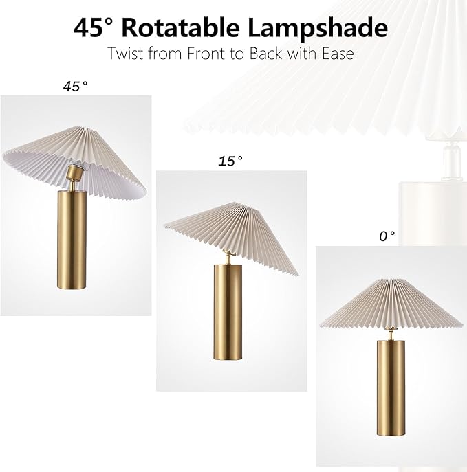 Modern Table Lamp with Metal Blade Lampshade and Cylindrical Base, E26 Bulb
