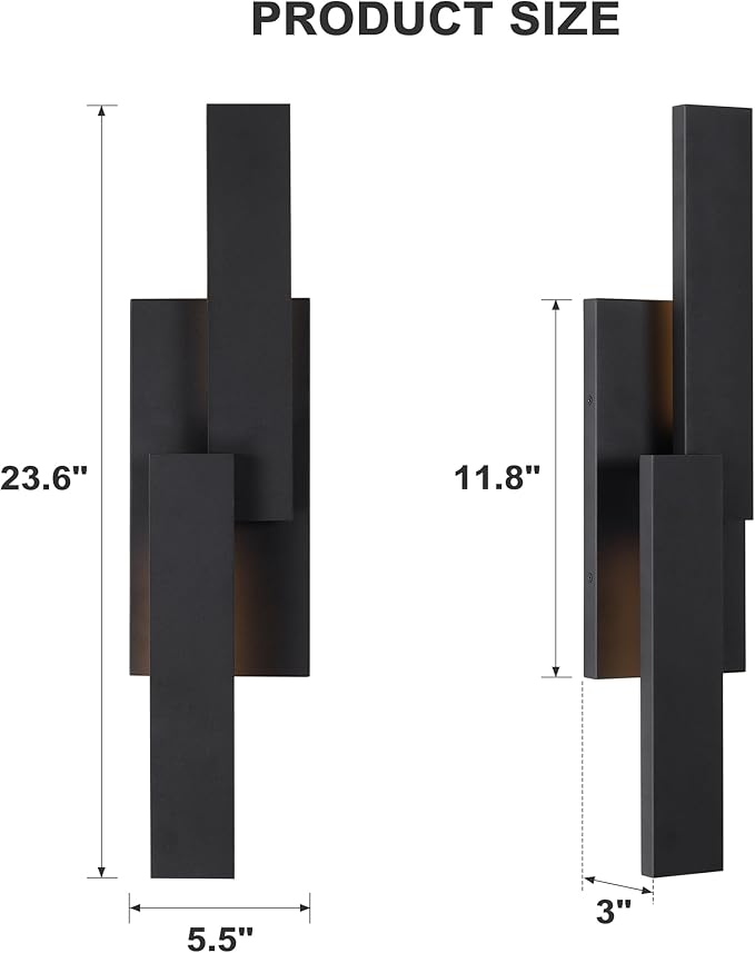 LamQee 24 Inch Aluminum Modern Outdoor Wall Light, 3000K 1000LM 20W Integrated