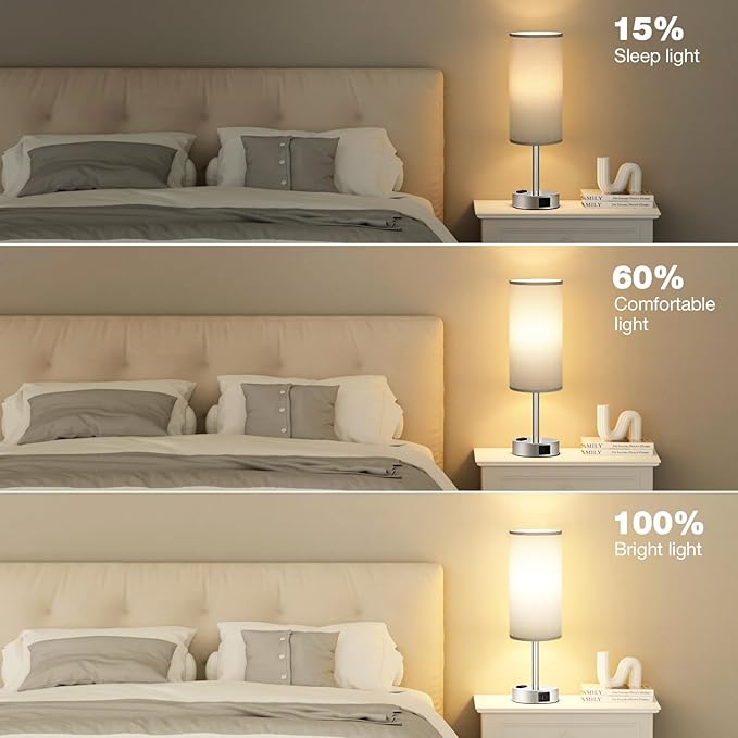 Fenmzee Grey Nightstand Table Lamp