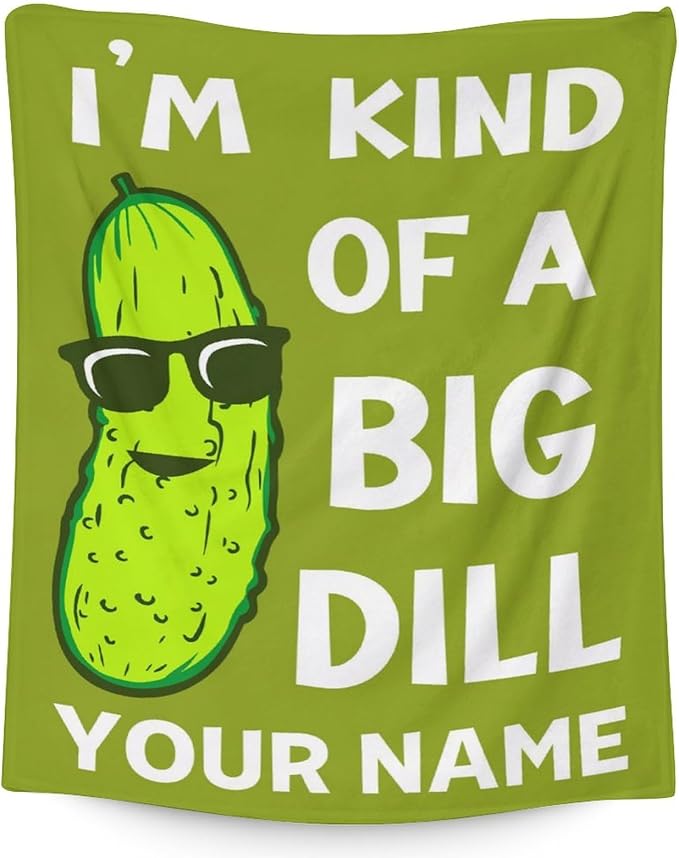 Custom Pickle Throw Blanket for Women Men - 60x80 Inches Twin Size - Soft Fluffy Cozy Blankets Gift - Green Funny Blanket Throws for Bed, Sofa, Winter