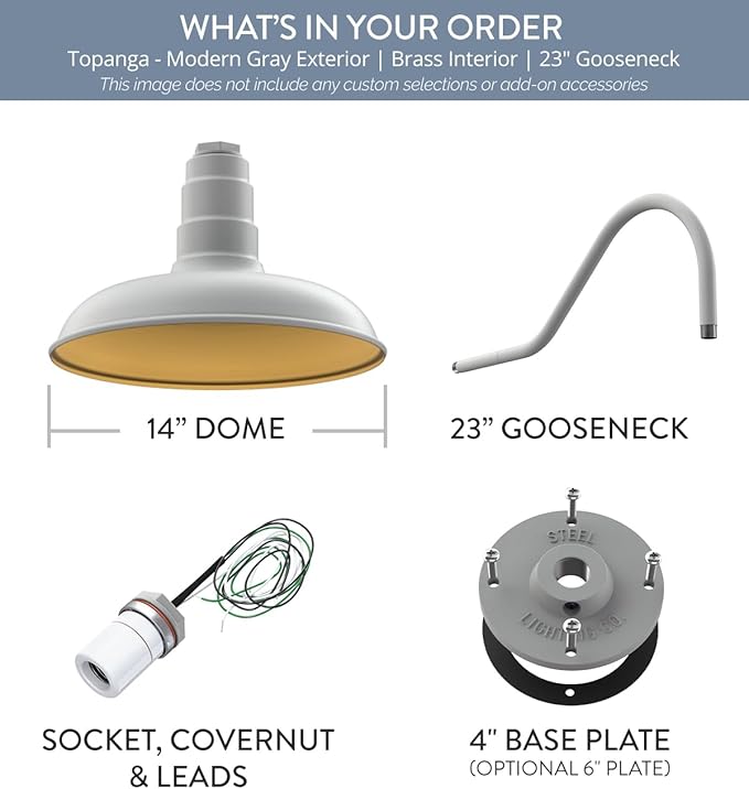 Steel Lighting Co. Topanga Barn Light | Outdoor Wall Mounted | 14 inch Dome |