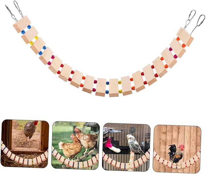 POPETPOP Chicken Coop Toys Chicken Swing Perch Wood Stand Toy Ladder Rooster Decor Roosting Bars