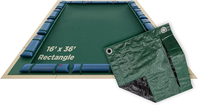 Buffalo Blizzard Ripstopper 16 ft x 36 ft Rectangular Winter Pool Cover | Green Heavy Duty Cover for Inground & Above Ground Swimming Pools | Cold & UV Resistant | Shields from Seasonal Debris
