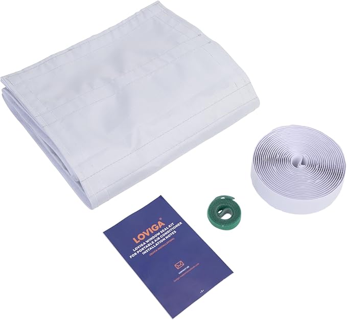 Loviga Portable AC Window Vent Kit, 100% Sealing Portable Air Conditioner Window Kit Seal Kit for AC Unit Clothes Dryer, 9X63 Inch Length Adjustable, Waterproof, No Drilling