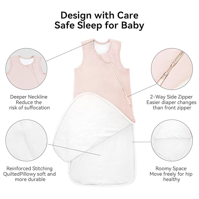 Rayon Made from Bamboo Sleep Sack 0-6 Months 1.0 Tog Ultra Soft Baby Wearable Blanket 0-3 Months Sleeping Sack 3-6 Months for Infant Newborn Babies Unisex Girl Boy 2-Way Zipper Breathable Lightweight