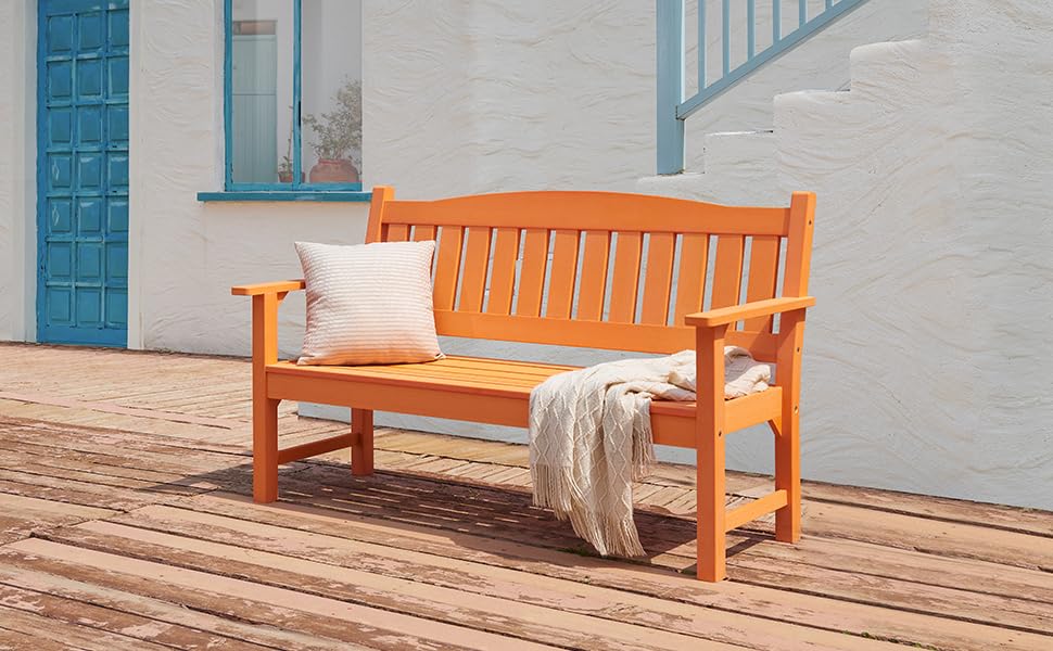 3 Person Poly Lumber Outdoor Bench Weatherproof