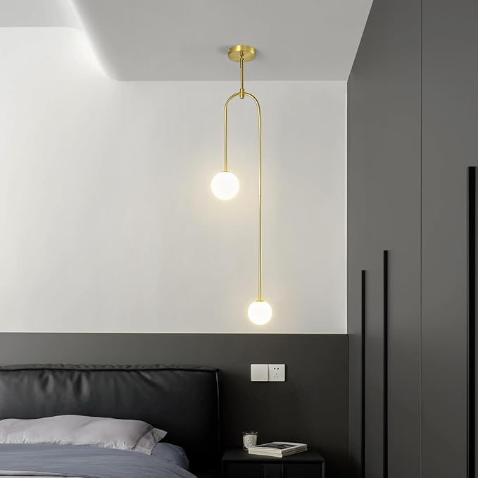 Modern Milk Glass Pendant Light 2 Light Mid Century Chandelier Small Glass