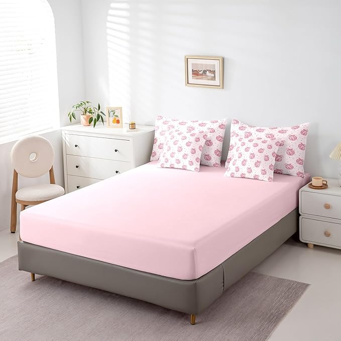 7 Pieces Bowknot Princess Kid Comforter Set Full,Disco Crystal Ball Western Cowgirl Bedding Set,Star Bow Tie Sweet Romantic Pink Dreamy（Comforter+Fitted+Flat Sheet+2 Pillowcases+2 Throw Pillow Covers）