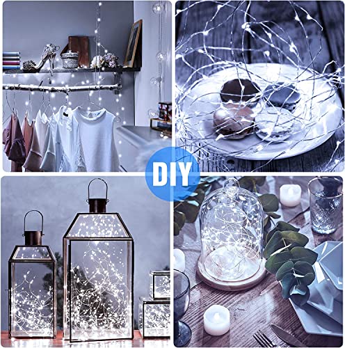 16 Pack Fairy Lights Battery Operated 7ft 20 LED String Lights Mini Twinkle Lights Silver Wire Firefly Starry Lights for DIY Mason Jar Wedding Centerpiece Table Party Christmas Decorations (16 Count)