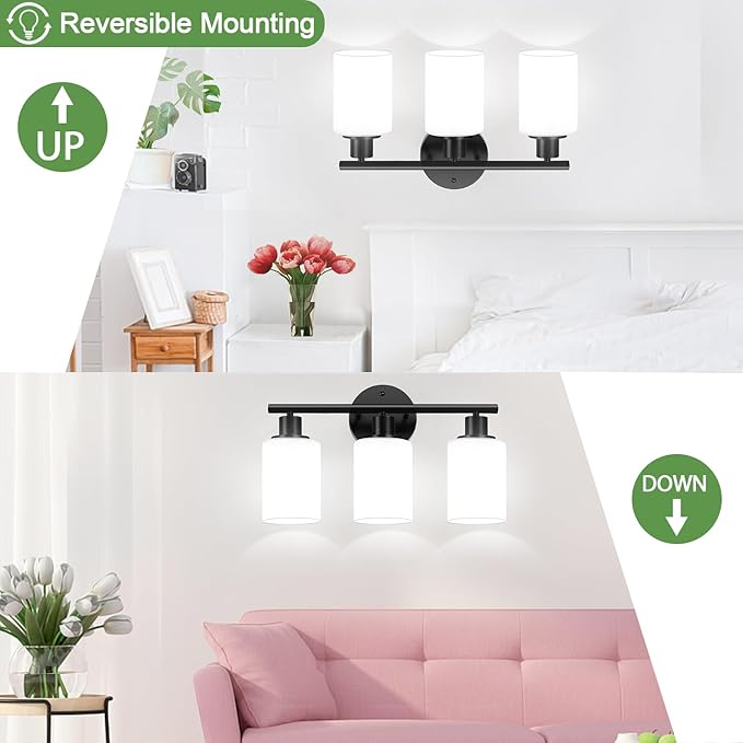 3-Light Bathroom Light Fixtures, Bathroom Wall Lamp