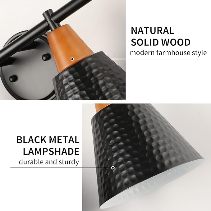 Black 4 Light Vanity Light, Vintage Industrial Bathroom Light, Suitable