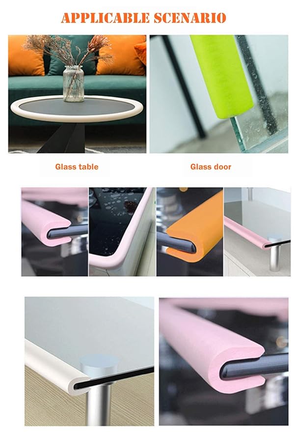 M2cbridge U Shape Extra Thick Furniture Table Edge Protectors Foam Baby Safety Bumper Guard 6.5 Ft (Grey (6.5ft x 2))
