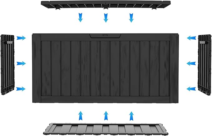 75 Gallon Deck Box, Resin Outdoor Indoor Waterproof Storage Box, Lockable Storage Box With Handle for Patio Furniture - Garden Tools - Swimming Pool Tools UV-Resistant, Black