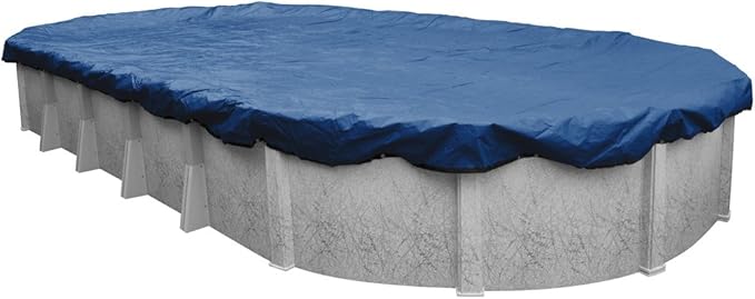 Pool Mate 12 x 18 ft Industrial Blue Winter Oval Pool Cover for Above Ground Pools, 4 ft Overlap (16 x 22 ft Cover Size), Solid 14 x 12 Scrim, 4.5 oz/yd2, 20-Year Warranty, Style: 201218-4PMA