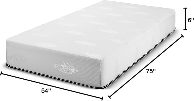 Fortnight Bedding 6 inch Full Size Gel-Infused Memory Foam Mattress with White Stretch Knit Fabric - CertiPUR-US Certified – 10 Year Warranty - Made in USA